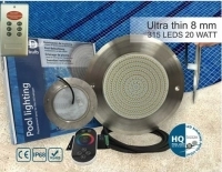 چراغ استخر LED روکار با رینگ استیل 316 برند HQ اسپانیا مدل Ultra Flat - HQ 1011-RGB
