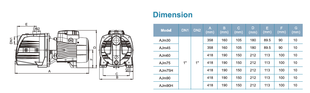 LEO AJM Pump Dimensions